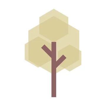 Tree icon vector hexagon geometric symbol for nature, ecology and environment Stock Illustration