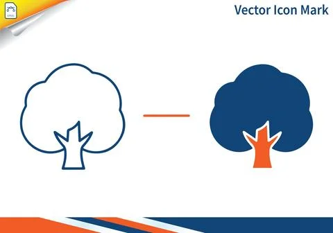 Tree icon vector mark outline and filled color blue. Stock Illustration