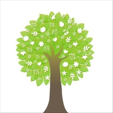 Tree with icons Stock Illustration