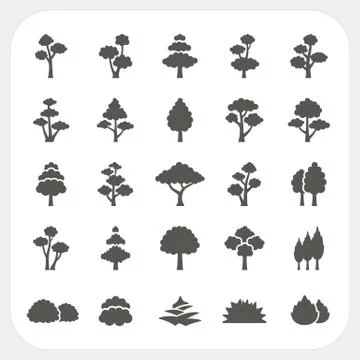 Tree icons set Stock Illustration