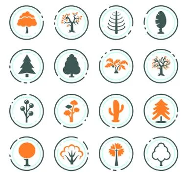 Tree icons set Stock Illustration