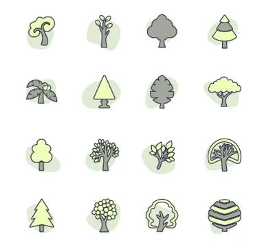 Tree icons set Stock Illustration