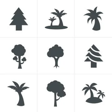 Tree Icons Set, Vector Design Stock Illustration