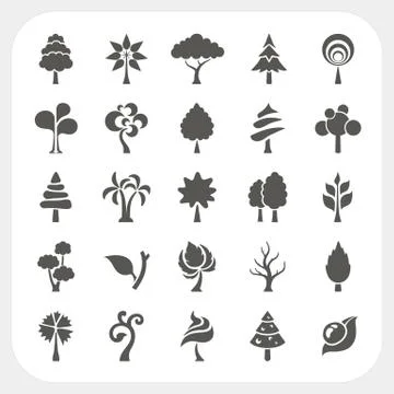 Tree icons set on white background Stock Illustration