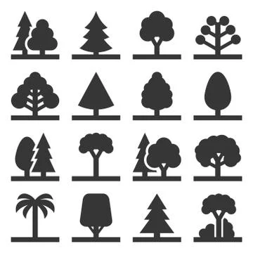 Tree Icons Set on White Background. Vector 库存插图