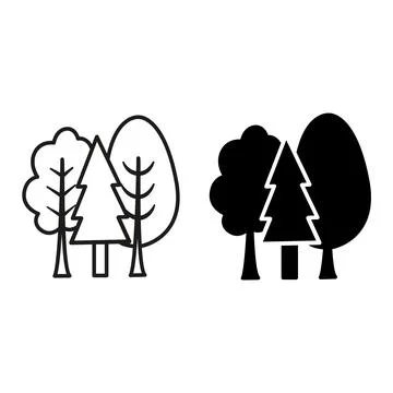 Tree icons. Vector Black and White Tree Icons. Stock Illustration