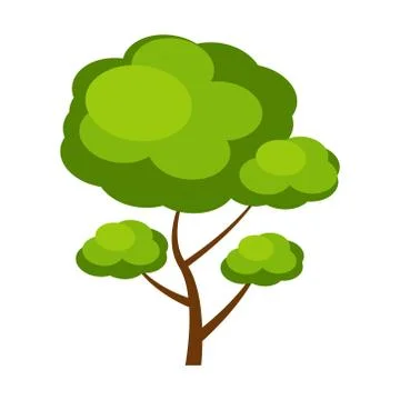 Tree illustration. Simple flat cartoon style. Isolated on white Stock Illustration