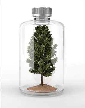 Tree inside a glass bottle. Stock Illustration