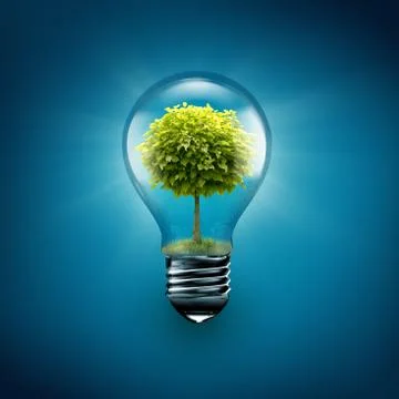 Tree inside light bulb Stock Illustration