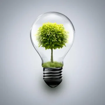 Tree inside light bulb Stock Illustration