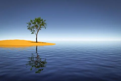 Tree on the island Stock Illustration