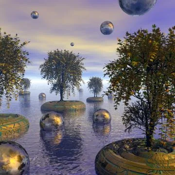 Tree islands in the sea Illustrazione stock