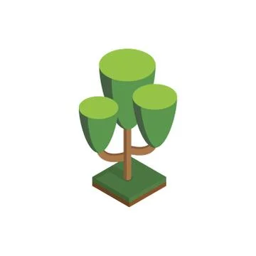 Tree in isometric perspective, polygonal style, isolated on white background. Ilustración de archivo