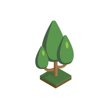Tree in isometric perspective, polygonal style, isolated on white background. Stock Illustration