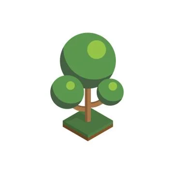 Tree in isometric perspective, polygonal style, isolated on white background. Stock Illustration