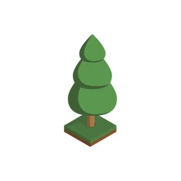 Tree in isometric perspective, polygonal style, isolated on white background. Ilustración de archivo