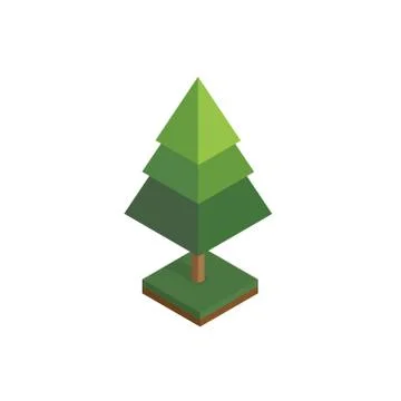 Tree in isometric perspective, polygonal style, isolated on white background. Ilustración de archivo