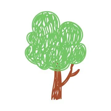 Tree as Kids Doodle Simple Hand Drawn Element Vector Illustration Stock Illustration