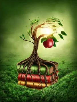 Tree of knowledge and forbidden fruit Stock Photos