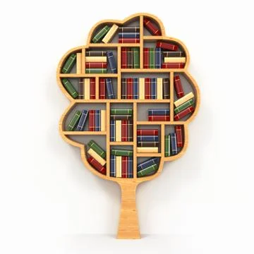 Tree of knowledge. bookshelf on white background. 스톡 일러스트