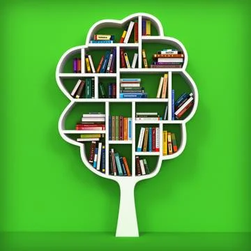 Tree of knowledge. bookshelf on white background. Stock Illustration