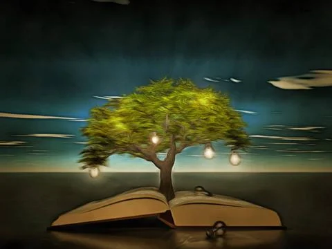 Tree of knowledge Tree grows from book. 3D rendering Copyright: xZoonar.co... Stock Photos