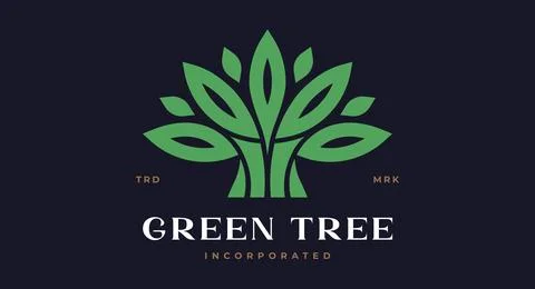 Tree Label, Sign, Logo Oak, Olive Eco Brand Stock Illustration