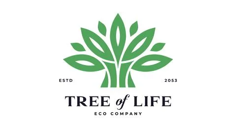 Tree Label, Sign, Logo Oak, Olive Eco Brand Stock Illustration