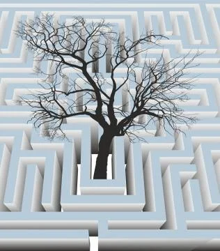 Tree in the labyrinth Stock Illustration