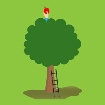 Tree with ladder Stock Illustration