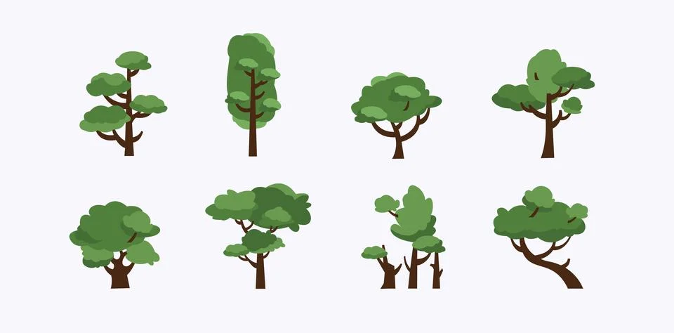 Tree landscape icon set Stock Illustration