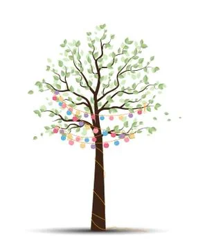 Tree with lanterns Stock Illustration