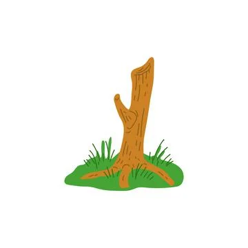 Tree large or broken trunk flat vector illustration isolated on background. Stock Illustration