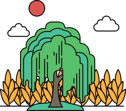 A tree with a large trunk Stock Illustration