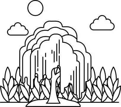 A tree with a large trunk Stock Illustration