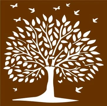 Tree Laser cut cnc panel design for metal, wooden room divider. Stock Illustration