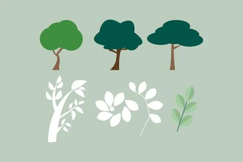 Tree, leaf, and part of the plant vector illustration. Nature concept Stock Illustration