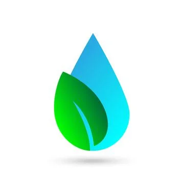 Tree leaf and water drop flat vector icon, eco concept 스톡 일러스트
