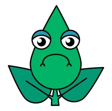 Tree leaf gloomy emoji thin line icon Stock Illustration