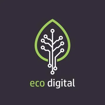 Tree leaf icon in digital style Stock Illustration