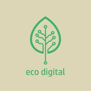 Tree leaf icon in digital style Stock Illustration