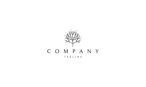 Tree leaf nature abstract black vector logo design Stock Illustration