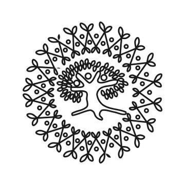 Tree leaf People Commitment Teamwork Together Outline Logo Stock Illustration