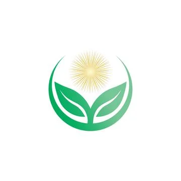 Tree leaf vector and green logo design friendly concept Illustrazione stock