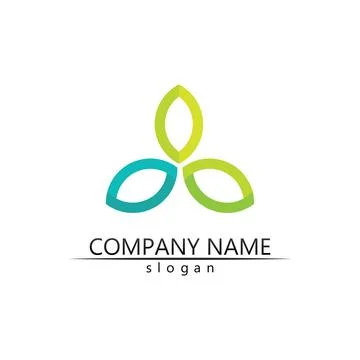 Tree leaf vector and green logo design friendly concept Illustrazione stock