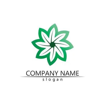 Tree leaf vector and green logo design friendly concept Illustrazione stock