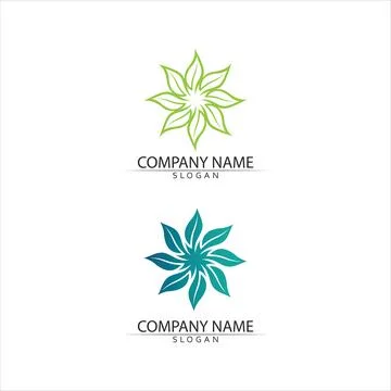 Tree leaf vector and green logo design friendly concept Illustrazione stock