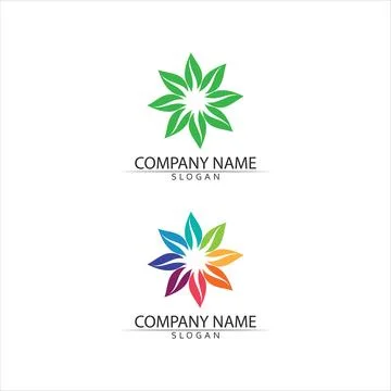 Tree leaf vector and green logo design friendly concept Illustrazione stock