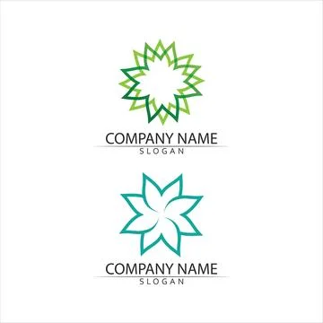 Tree leaf vector and green logo design friendly concept Illustrazione stock