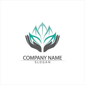 Tree leaf vector and green logo design friendly concept Illustrazione stock